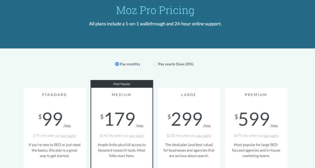 Moz Pro Plans image