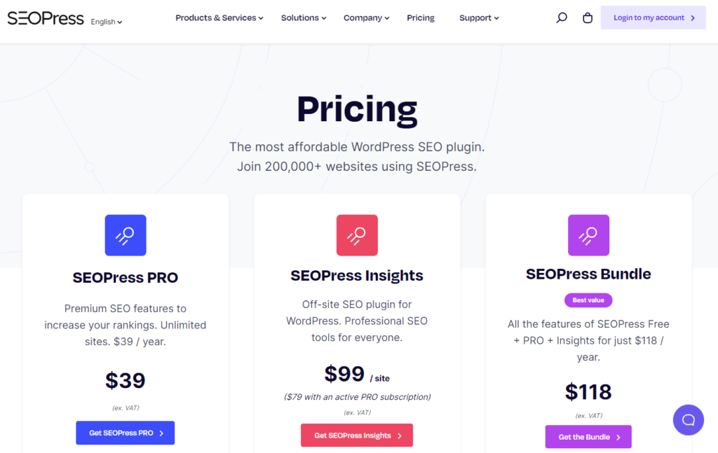 SEO Press Plugin Plans Pricing Image
