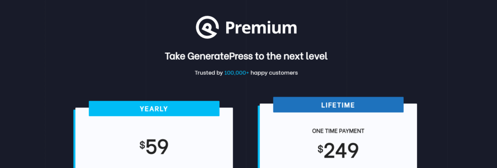 Yearly and Lifetime pricing package for GeneratePass WordPress Elementor Theme OCeanWP
