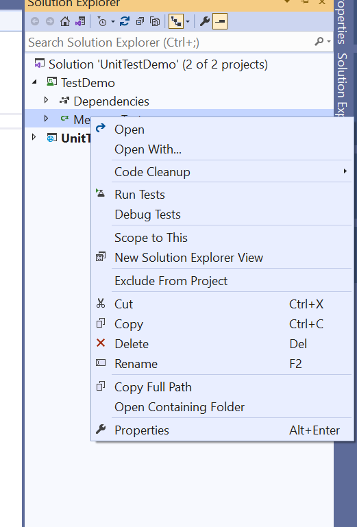 Run test case by right click on TestCase