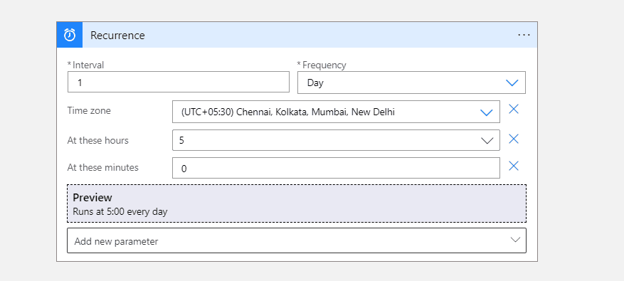 Fill Details to set Recurrence