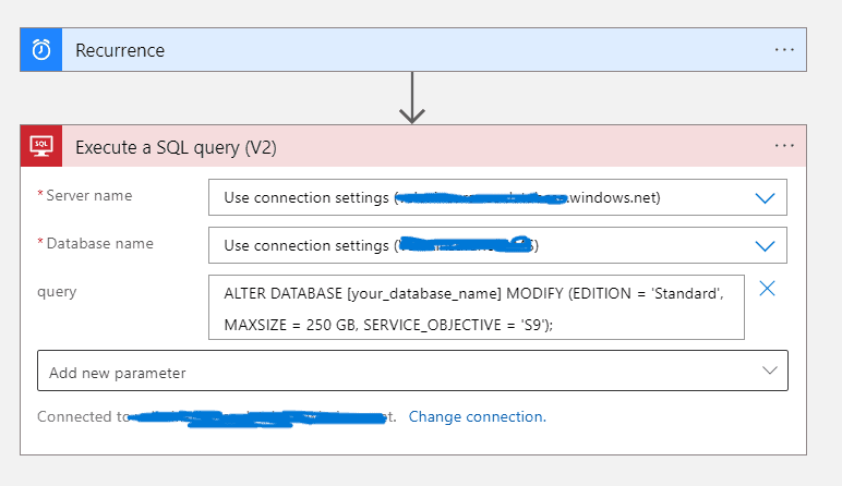 Modyfing Azure SQL databse to S9 goal