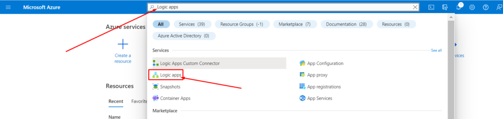 Navigate logic app in azure portal