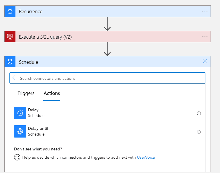 Click on +new step and search for schedule