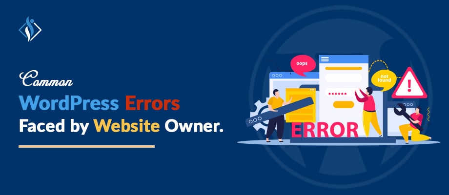 A blog banner with samarpan infotech logo with the text of "common wordpress errors faced by website owners"
