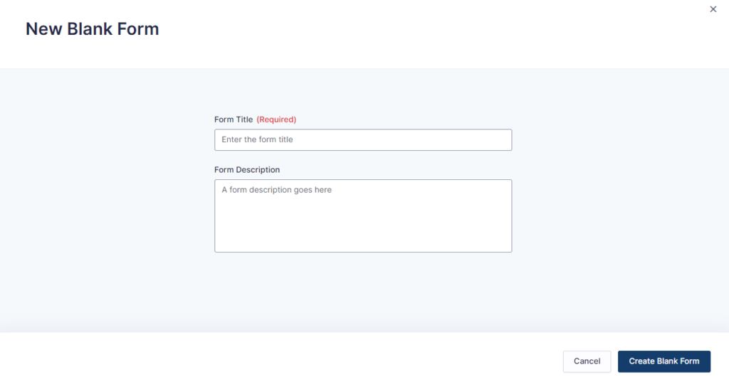 New blank form in Gravity Forms