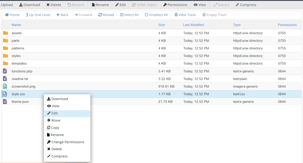 Editing option in child theme