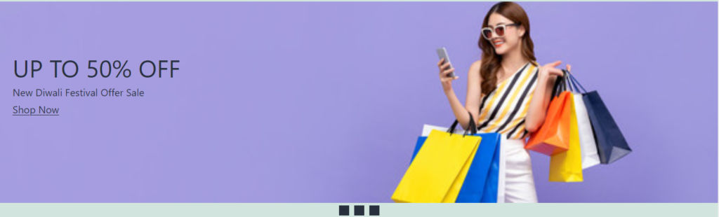 Shopping banner crated with slick slider