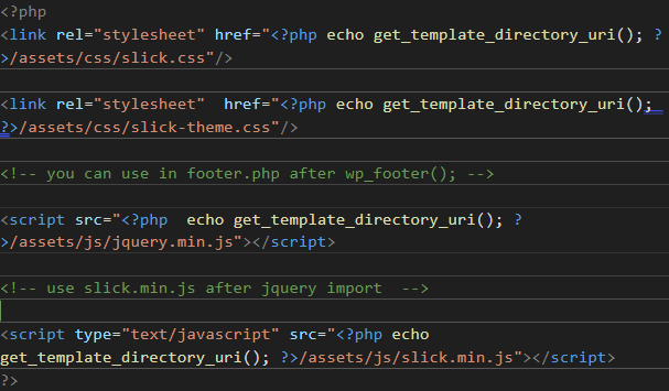 Slick's styles and JavaScript code