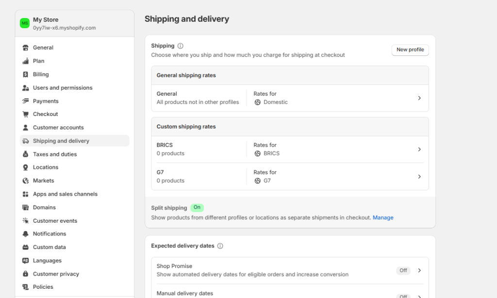 Shipping and delivery option in Shopify store