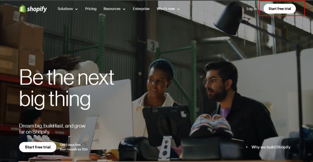 Shopify store website home page