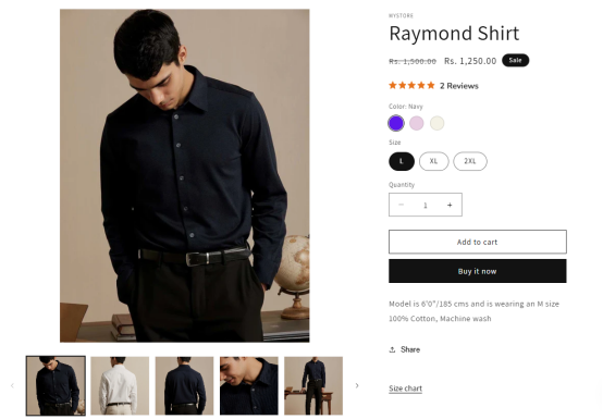 Shopify single product page view