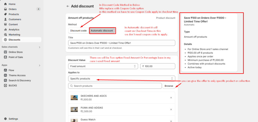 Shopify amount discount products dashboard Shopify Discounts Explained: Types, Features & Easy Setup