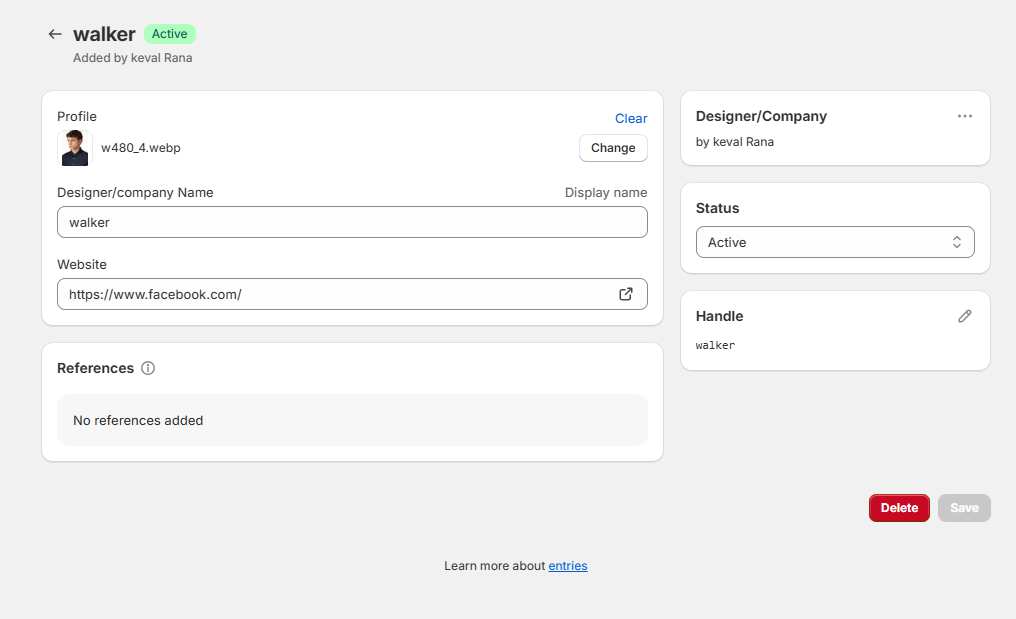 Shopify author page