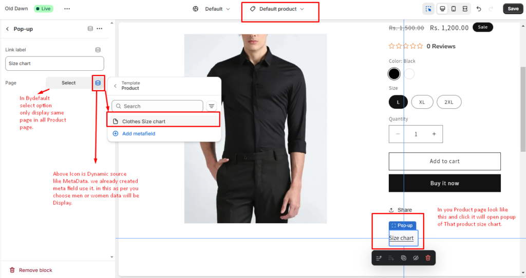 Shopify men shirt product