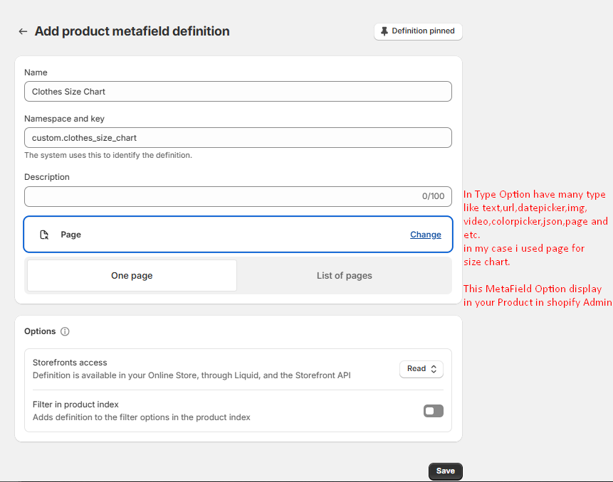 Shopify product metafields dashboard