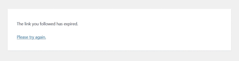 The link you followed has expired error in WordPress