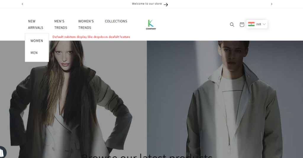Shopify mega menu options