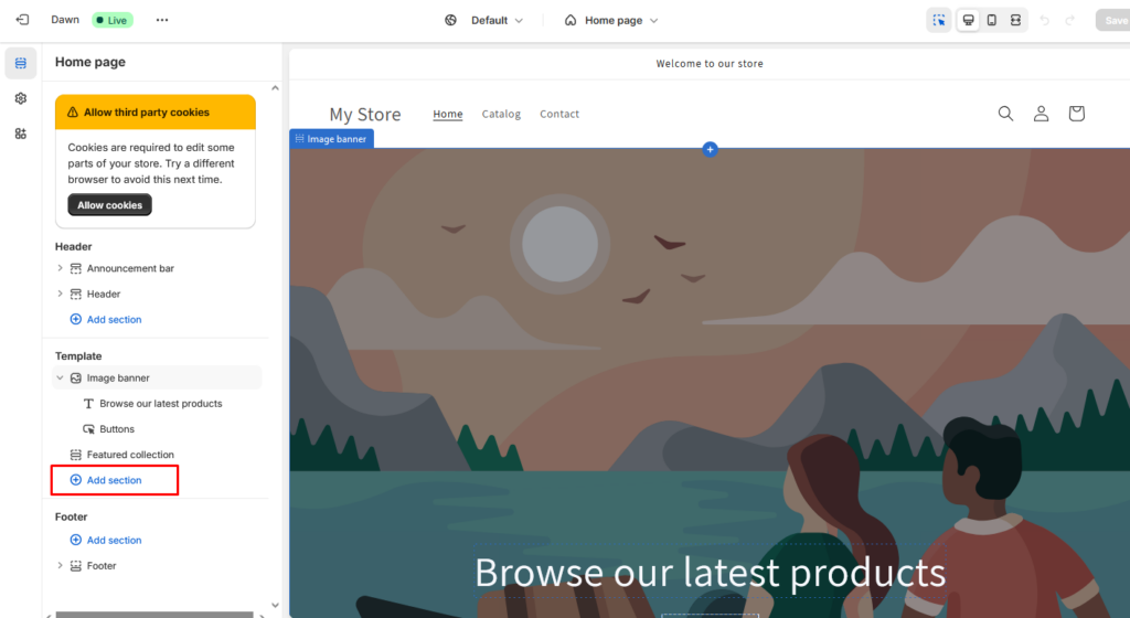 shopify admin theme customization